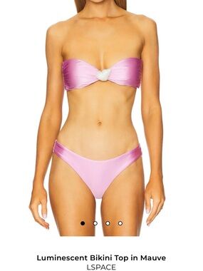 LSPACE Mauve Bandeau Bikini Set with Shell Accent. Size medium top,large bottom